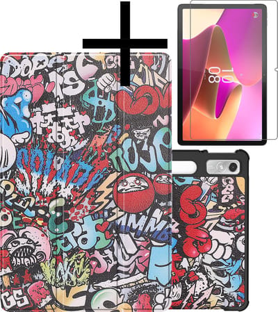 Hoes - Geschikt voor Lenovo Tab P11 Pro - Met Screenprotector - Trifold Bookcase - Hard Cover Case - Met Uitsparing Geschikt voor Lenovo Pen - Hardcover Book - Tablet Hoesje - Graffity
