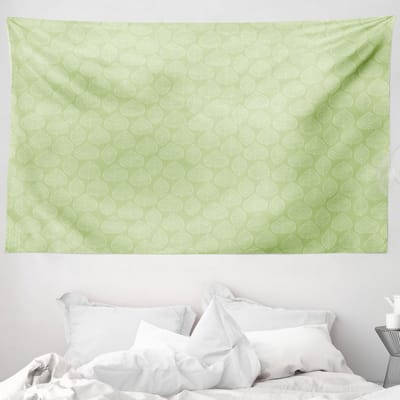 ABAKUHAUS Groen-wit wandtapijt, abstract bladmotief, 230 x 140 cm, pistachegroen wit