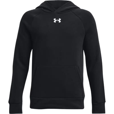 Under Armour UA Rival Fleece Hoodie-BLK Jongens Sporttrui - Zwart - Wit