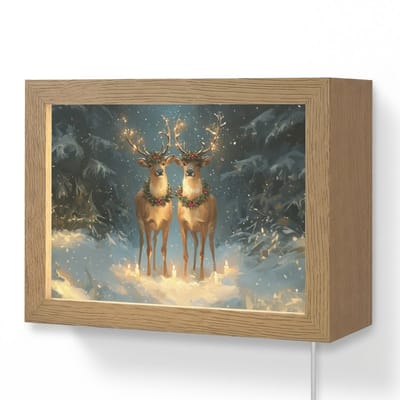 Wandlamp 20x15 cm - Oplaadbaar - Dennensprookje - Rendier - Nacht - Wandlampen binnen woonkamer - Slaapkamer lamp met kabel - Decoratieve nachtlamp - Vloerlamp snoer