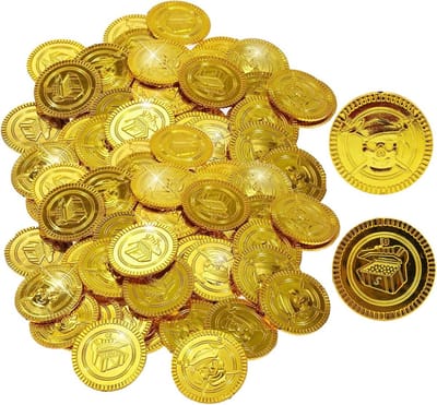 50 Stuks Gouden Piratenschat Munten - Kunststof Speelgeld voor Feestjes en Schatzoeken