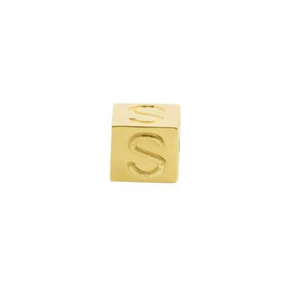New Bling 9NBG-912S Gouden Kubus met Letter S - 3,8mm - hanger - 14 Karaat - Goud