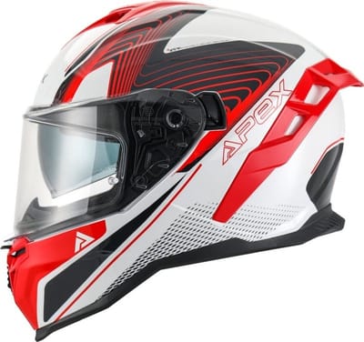 APEX FI200 Madrid Wit Zwart Rood Integraalhelm - Maat M - Helm Motorhelm