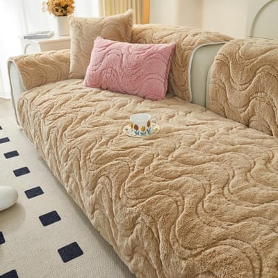 Golfgestikt Pluche Hoes Voor Bankzit In Woonkamers Zachte 2-Zits Bankhoes Eén Armleuning Fauteuil Handdoek Bankkussen Winter Cushion cover30x50cm kameel