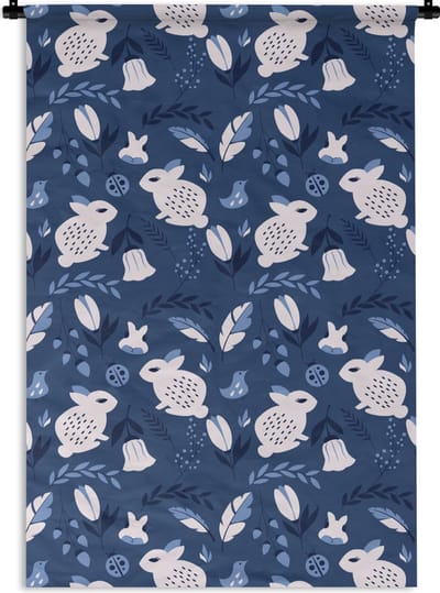 Wandkleed - Wanddoek - Konijnen - Scandinavië - Patronen - 60x90 cm - Wandtapijt