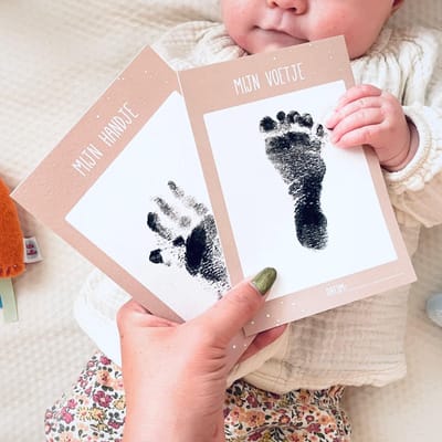 Kaartje mijn handje + mijn voetje - inclusief inktpad voor twee afdrukken