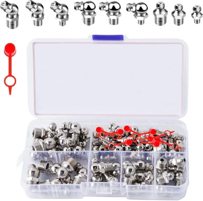 Assortiment van smeernippels, M6 M8 M10 metrische smeernippels, 60-delig set voor hydraulische toepassingen en smeerpersen