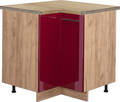 Vicco Fame-Line Hoekkast – 80.5 cm, WB Eik Bordeauxrode hoogglans