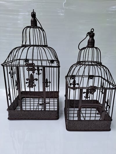 Denza - 2 Metalen vogelkooien VK3VK-AB3750 - functioneel en als decoratie te gebruiken - deco - bird - vogel kooi