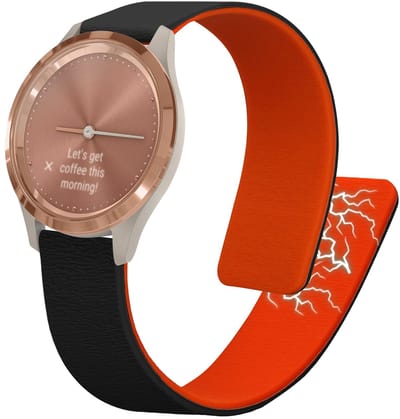 kwmobile sporthorloge band geschikt voor Garmin vivomove 3S / vivoactive 4S bandje - Smartwatch of activity tracker polsband - Met magneetsluiting - In zwart / oranje