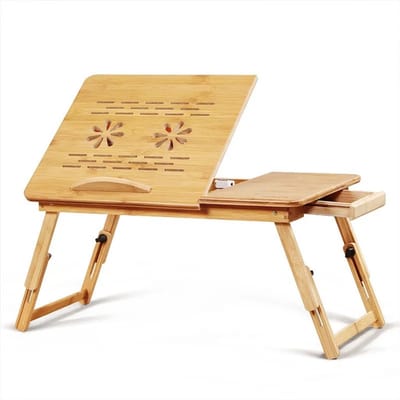 Sello! bedtafel – banktafel – laptopbureau – opvouwbaar – verstelbaar – laptop – tablet – boek – ontbijt – 50 x 30 cm – bamboe