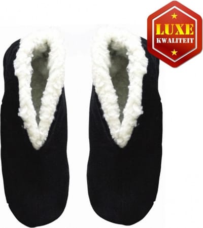 Echte suede Spaanse sloffen dames - Zwart - Maat 41