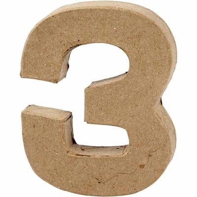 Cijfer, 3, H: 10 cm, B: 8 cm, dikte 1,7 cm, 1 stuk