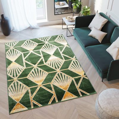 Tapiso Turmalin Vloerkleed Groen Abstract Slaapkamer Tapijt Maat- 80x150