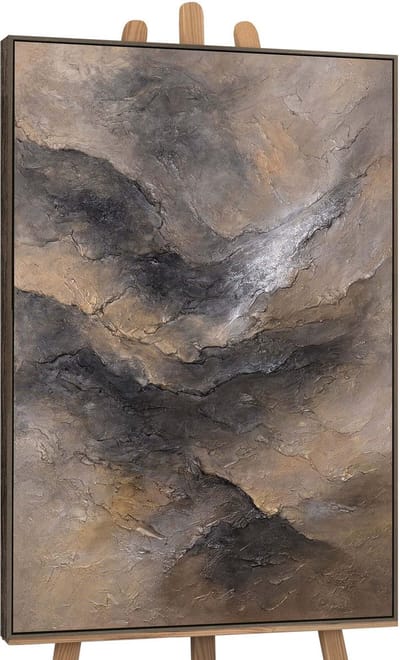 Canvas schilderij handgeschilderd darkness and dawn abstract – YS-Art Gallery – Luxe wanddecoratie voor woonkamer – Modern schilderij voor slaapkamer en hal
