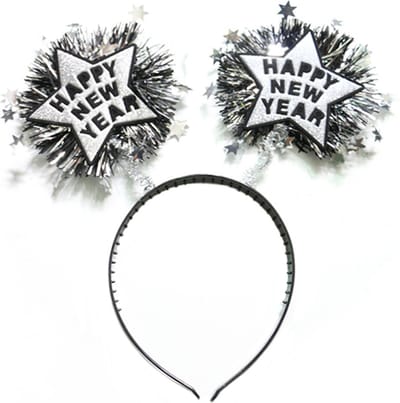 Feesthoedjes Volwassenen Happy New Year Diadeem Oud en Nieuw Versiering Nieuwjaar Decoratie Zilver - 1 Stuk