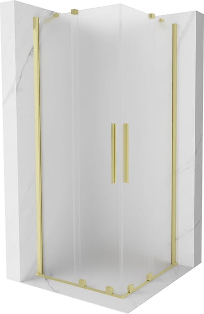 Mexen Velar Duo schuifdouchecabine 80 x 80 , ijs, geborsteld goud - 871-080-080-32-55