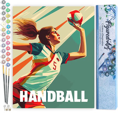 Figured'Art Schilderen op Nummer Volwassenen canvas Sportaffiche Handbal- Handwerk acrylverf Kit DIY Compleet - 40x50cm zonder frame