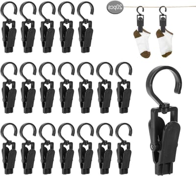 20 Stuks Sterke Klemmen met Haak, Grote Kledingknijpers voor Garderobe, Gordijnen, Handdoeken en Bedlinnen