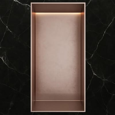 Hotbath &More Inbouwnis - 30 x 15 x 10 cm - Frameless - met LED-verlichting - Geborsteld Koper PVD