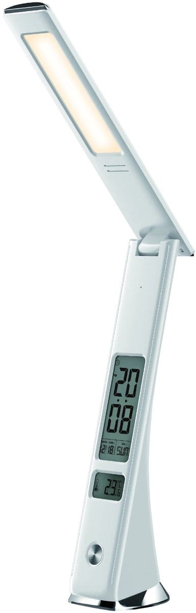Avide LED Bureaulamp Claude Dimbaar 5W - Met Kalender + Alarm + Klok + Thermometer Functie - 500 lumen - Wit
