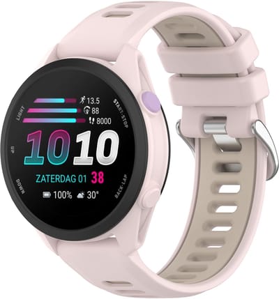 Stravo 22mm Quick Release Siliconen Sport Bandje – Geschikt voor Garmin Forerunner 255 / 265 / 935 / 945, Vivoactive 4, Venu 2 / 3 / 4 45mm, Samsung Galaxy Watch 3 45mm / Galaxy Watch 46mm en Huawei Watch GT 46mm – Roze / Starlight