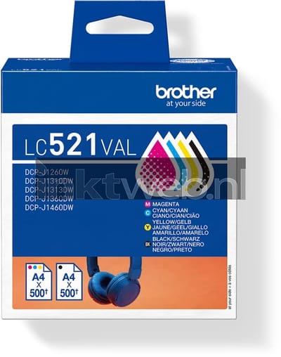 Brother LC521 Value Pack - 4-pack - black yellow cyan magenta - original - ink cartridge