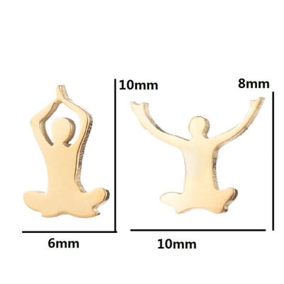 Gading® dames RVS oorknoppen met Yogahouding-10mm-8mm-goud