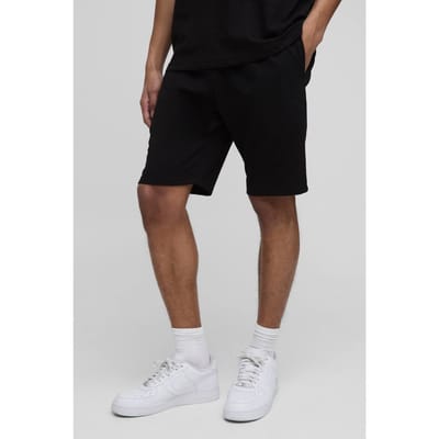 260GSM Loopback Basic MAN. Slim Fit Middenlengte Shorts | Black | Size XS