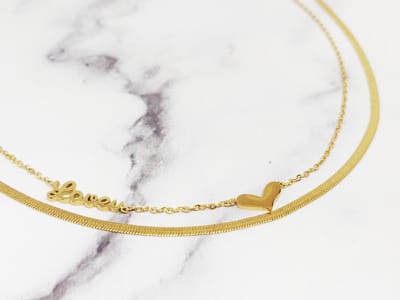 Mei's - Muse Double Love - ketting dames - goud - 37 t/m 42 cm