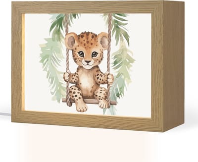 Nachtlampje 20x15 cm - Kinder lampje - Luipaard - Dier - Kinderen - Jungle - Tafellamp kinderkamer - Slaapkamer lamp - Bedlamp kinderen - Kinderlampje stopcontact - Wandlamp babykamer - Nachtlampjes