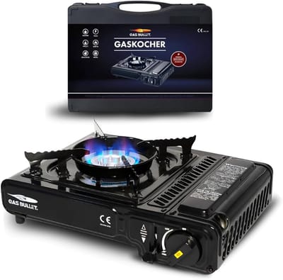 BlockTravel - Gas Bullet - Gasstelletje noodpakket - Camping gasstel - Gasbrander - kooktoestel - Gas Stove - Draagkoffer