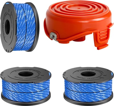 Snoerspoel Grastrimmer - Vervangende Spoel - Tuinonderhoud Gras - 122m Lengte 165mm - 3 Spoel + Deksel - Blauw