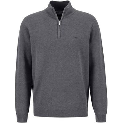 Fynch-Hatton Trui Troyer-Zip Fine Structure Steel / male