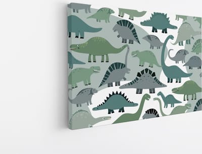 Saammp Canvas Schilderij - Verschillende dinos - Kinderkamer - 45x30 - Foto op canvas - Wanddecoratie - Muurdecoratie Woonkamer - Slaapkamer decoratie - Canvas Print
