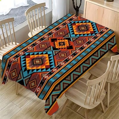 Zuidwest Etnisch Geometrisch Rechthoekig Tafelkleed Vakantiefeest Decor Boho Azteken Patroon Polyester Tafelkleden Keukentafel Decor 140x180cm