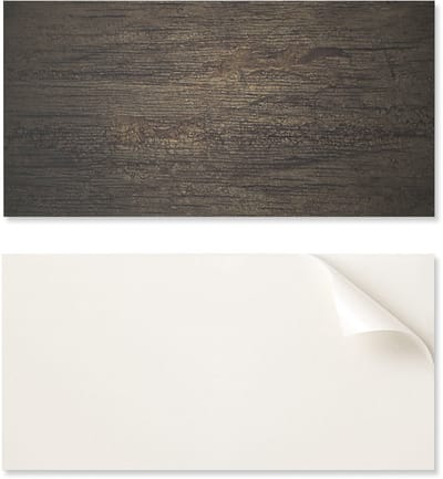 Bedrukt vinylpaneel, klaar voor installatie, 100x50 cm, houtnerf met tekening.