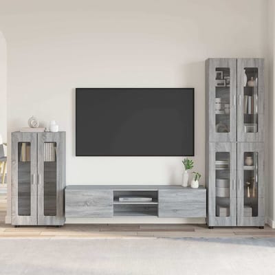 vidaXL - Tv-meubelset - FLORIN - 3 - st - Grijs - Sonoma - Bewerkt - hout