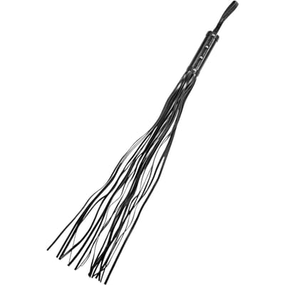 Rimba - Zweep - Flogger - 19 strengen En kort Handvat - Leer - Zwart