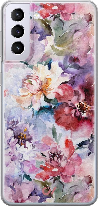 Hoesje geschikt voor Samsung Galaxy S21 Plus hoesje - Bloemen Acryl - - Roze - - Casevibes