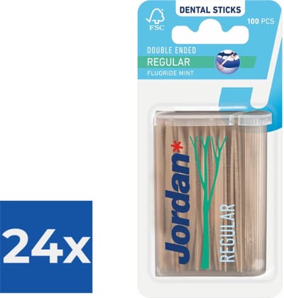 Jordan Tandenstokers - Regular - 100 stuks - Voordeelverpakking 24 stuks