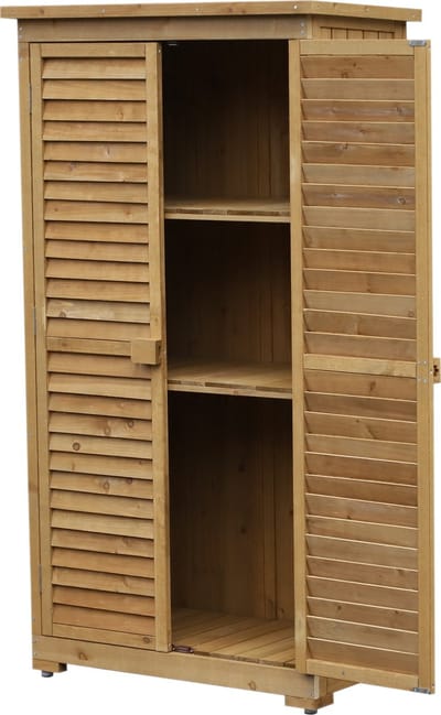Outsunny houten tuinkast - lessenaarsdak - 3 planken - bruin