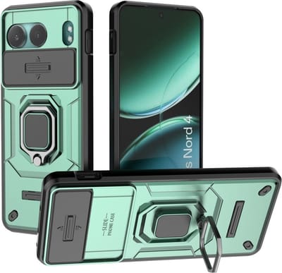 Coverup Hoesje - Geschikt voor OnePlus Nord 4 Hoesje - Coverup Ring Kickstand Back Cover met Camera Shield - Groen