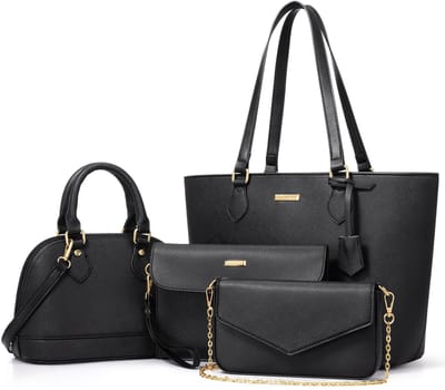 Wishdor Dames Schoudertas Set van 4 – Stijlvolle Handtassen en Totebags voor Kantoor, School, Winkelen, Reizen en als Cadeau
