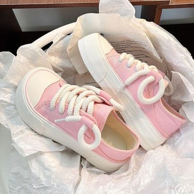 Schelp Hoofd Oplossende Schoenen Platform Canvas Schoenen Herfst Nieuwe College Stijl Dagelijks Veelzijdig Niche Dames Schoenen 40 roze