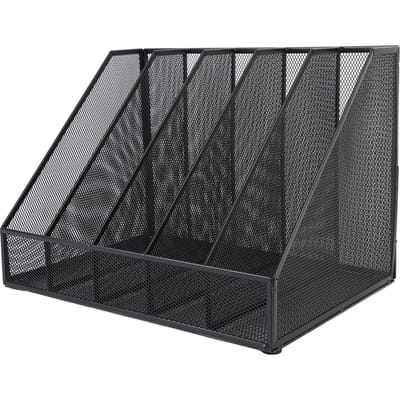 Desktop Bestandsorganisator 5 Secties Verticale Bureau Opbergrek Verdikt Metaalgaas voor Kantoor School gray