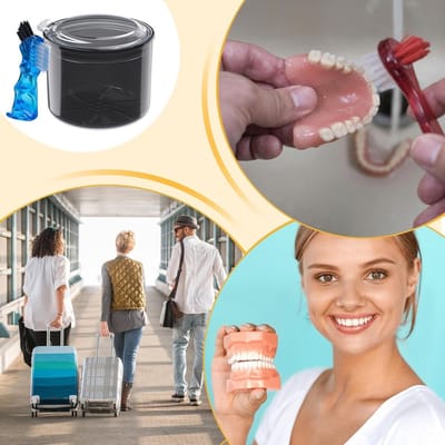 Kunstgebit Reiniging - Opbergbakje - Hygiënisch Bewaren - Met Zeefmand - 9 x 7 cm - Wit