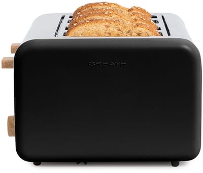 CREATE - Broodrooster voor breed brood - 6 bruiningsniveaus - 1500W - Zwart - TOAST RETRO