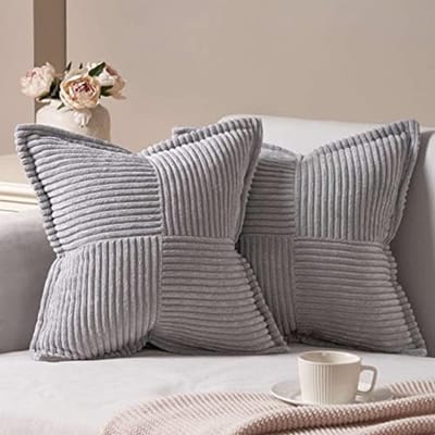 Famanu - Kussenhoezen 45x45 cm grijs set 2, moderne decoratieve bankkussens, herfst stijl, zachte sierkussens