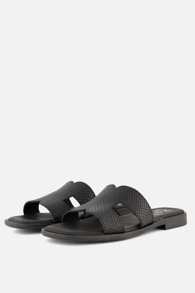 Oh My Sandals Oh My Sandals Slippers zwart Leer